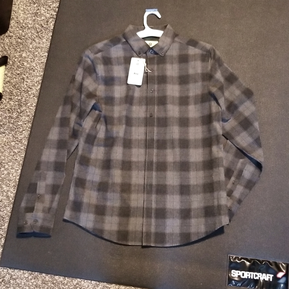 💥BRAND NEW with tags mens medium grey checkered lomg sleeve button down shirt